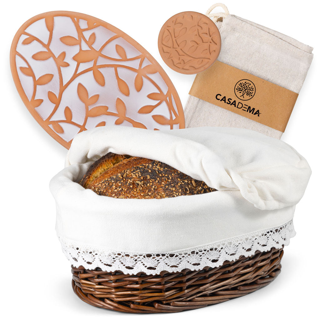 Bread Basket with Warming Stone Set